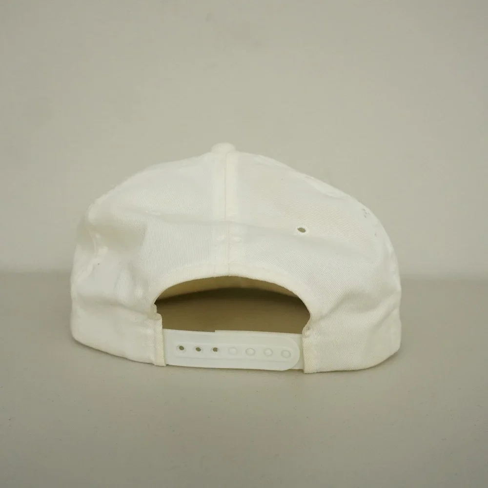 Vintage 90s Texas Freemason Masonic Square Compass Rope Brim Snapback Hat White